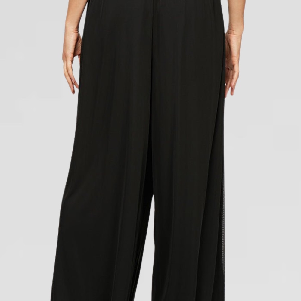 alexevenings.com Plus-Petite Wide Leg Mesh Pant with Tie Belt Size 1XPBLACK / 1X